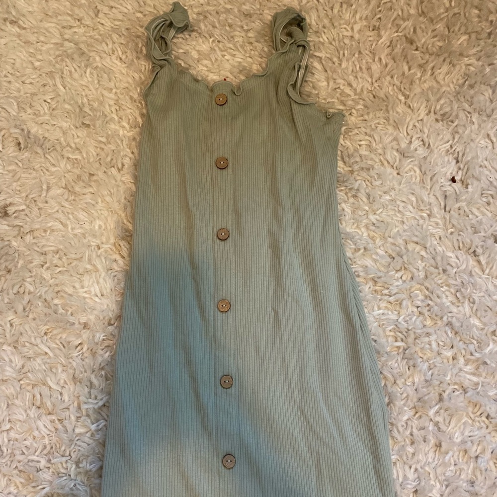Green Button up dress Never worn